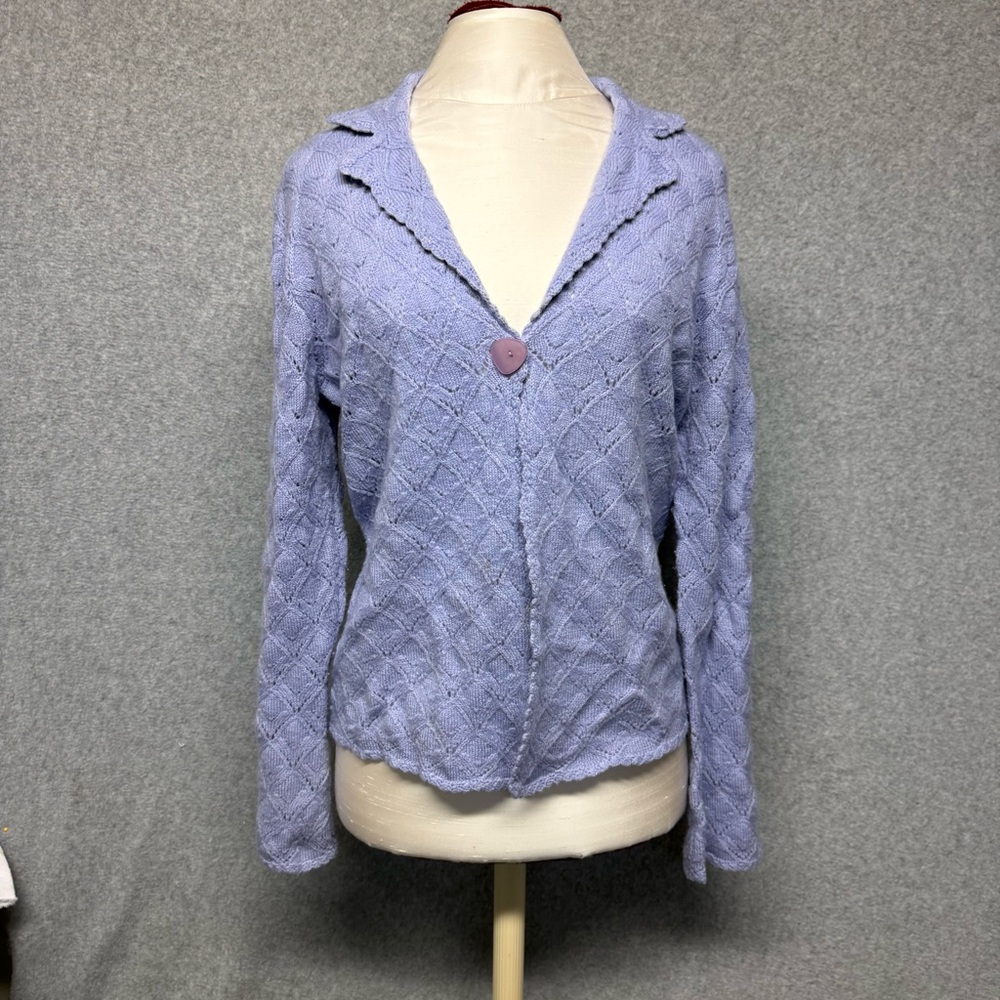 Pendleton Lavender Merino Wool Cardigan Knitted Sweater Women's Petite Small